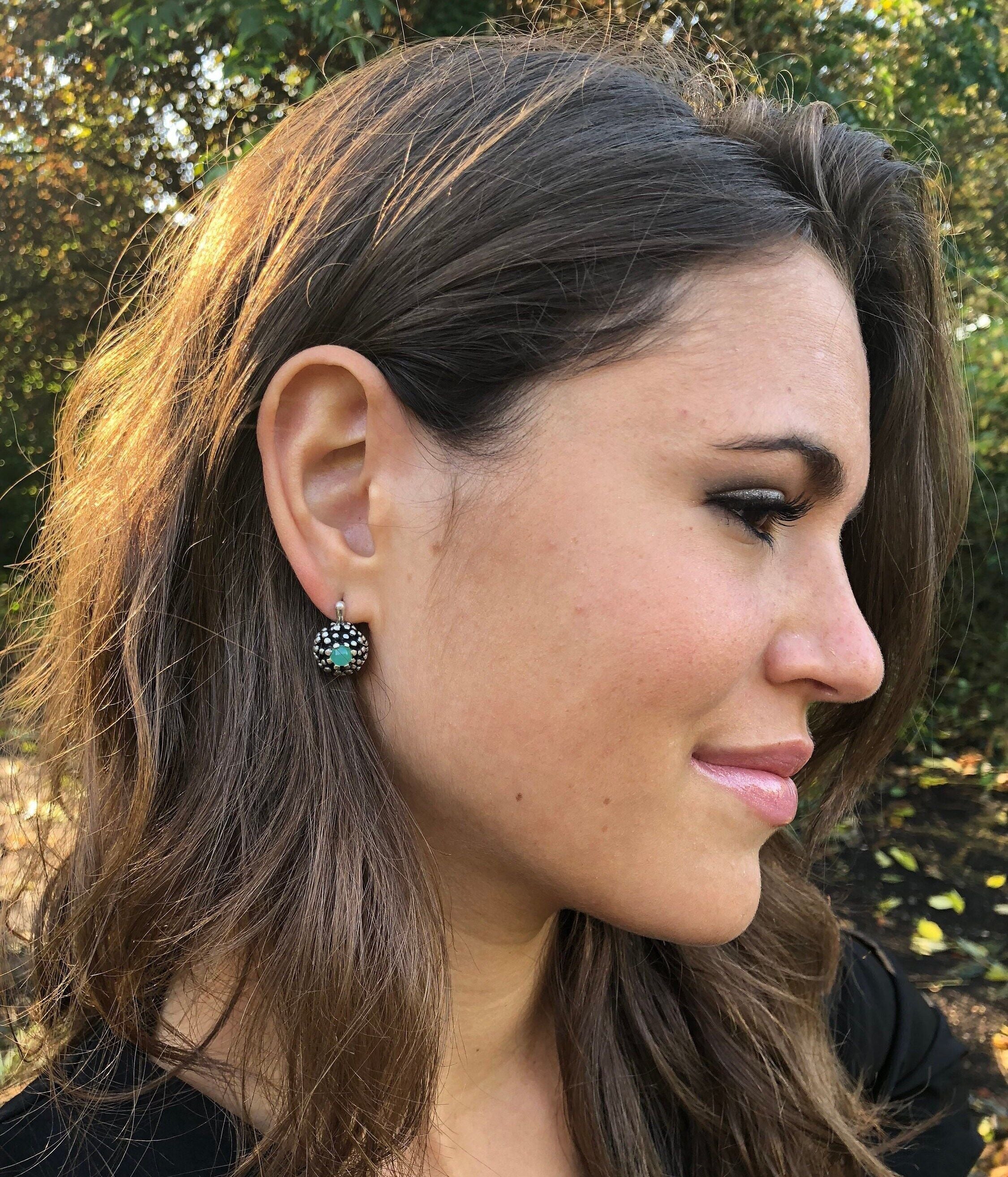 Sapphire Earrings in 925 Sterling Silver, featuring a Round Blue Sapphire, ideal for birthdays and special occasions.