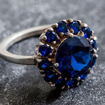 Elegant Created Sapphire Ring in 925 Sterling Silver, featuring a Round Blue Sapphire, a timeless gem gift for September birthdays.