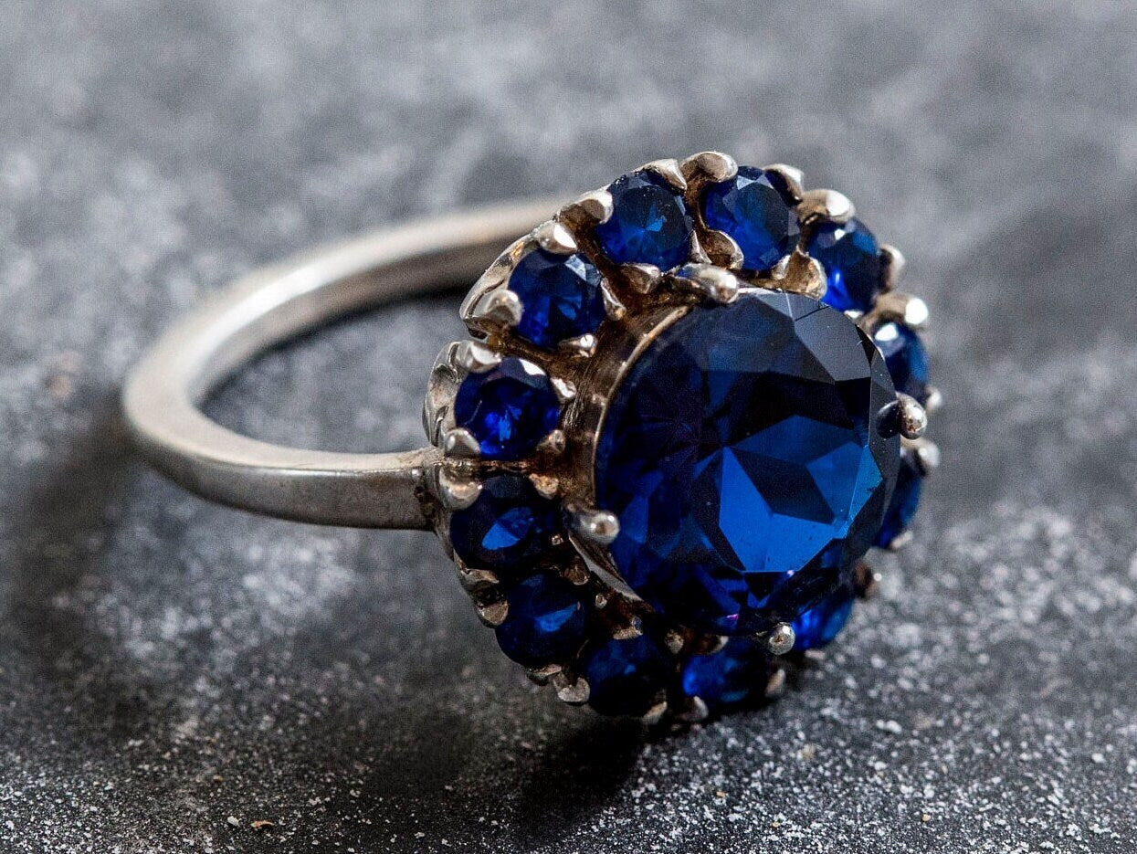 Elegant Created Sapphire Ring in 925 Sterling Silver, featuring a Round Blue Sapphire, a timeless gem gift for September birthdays.