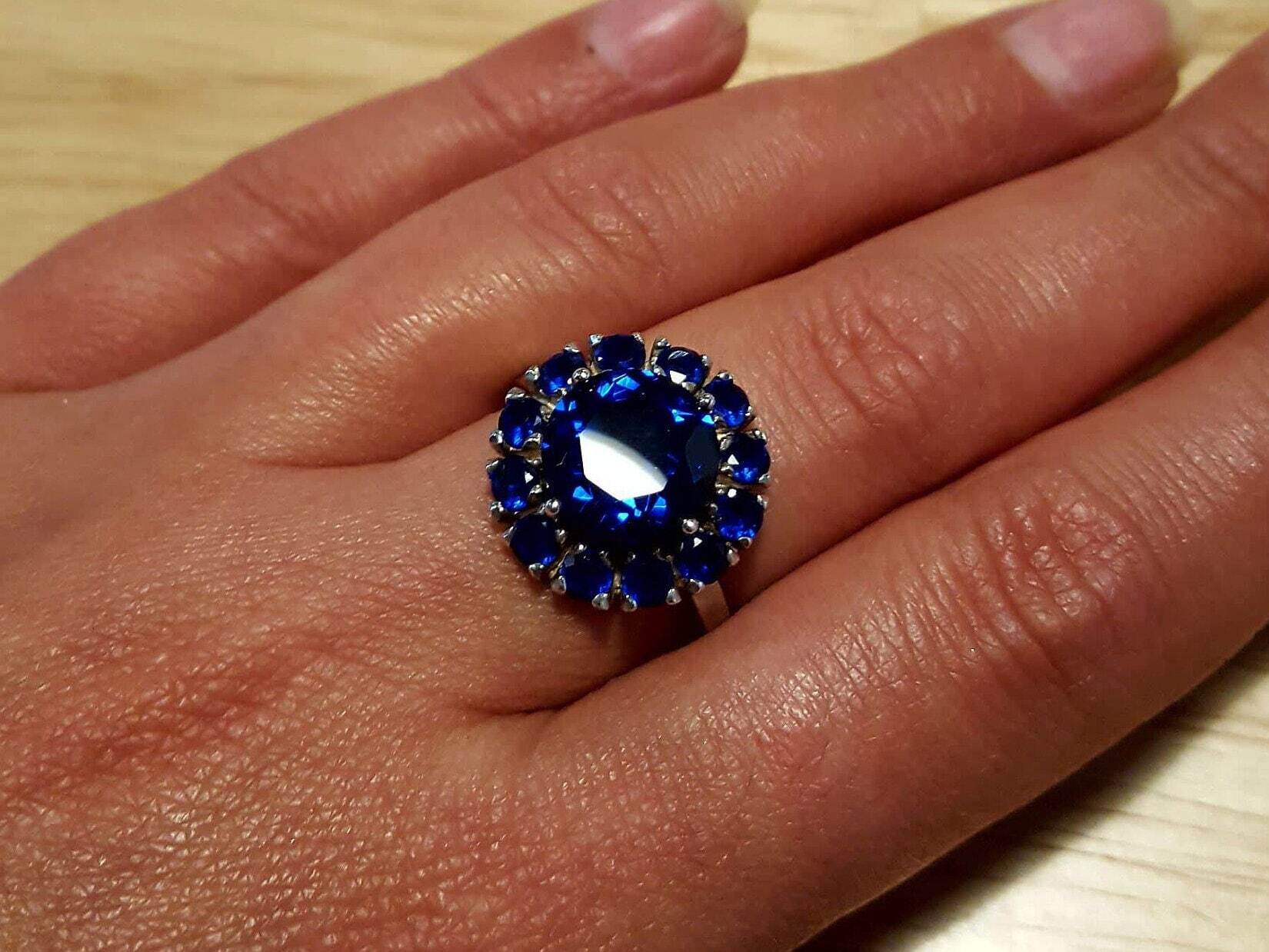 Created Sapphire Ring in 925 Sterling Silver with Round Blue Sapphire, perfect for birthdays and special occasions.