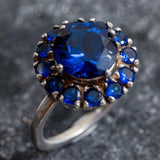 Created Sapphire Ring made in 925 Sterling Silver with Round Created Blue Sapphire in Prong setting, September Birthstone gift idea, symbolizes sincerity, truth, and faithfulness, ideal for everyday wear and perfect for birthday gifting and special occasions.