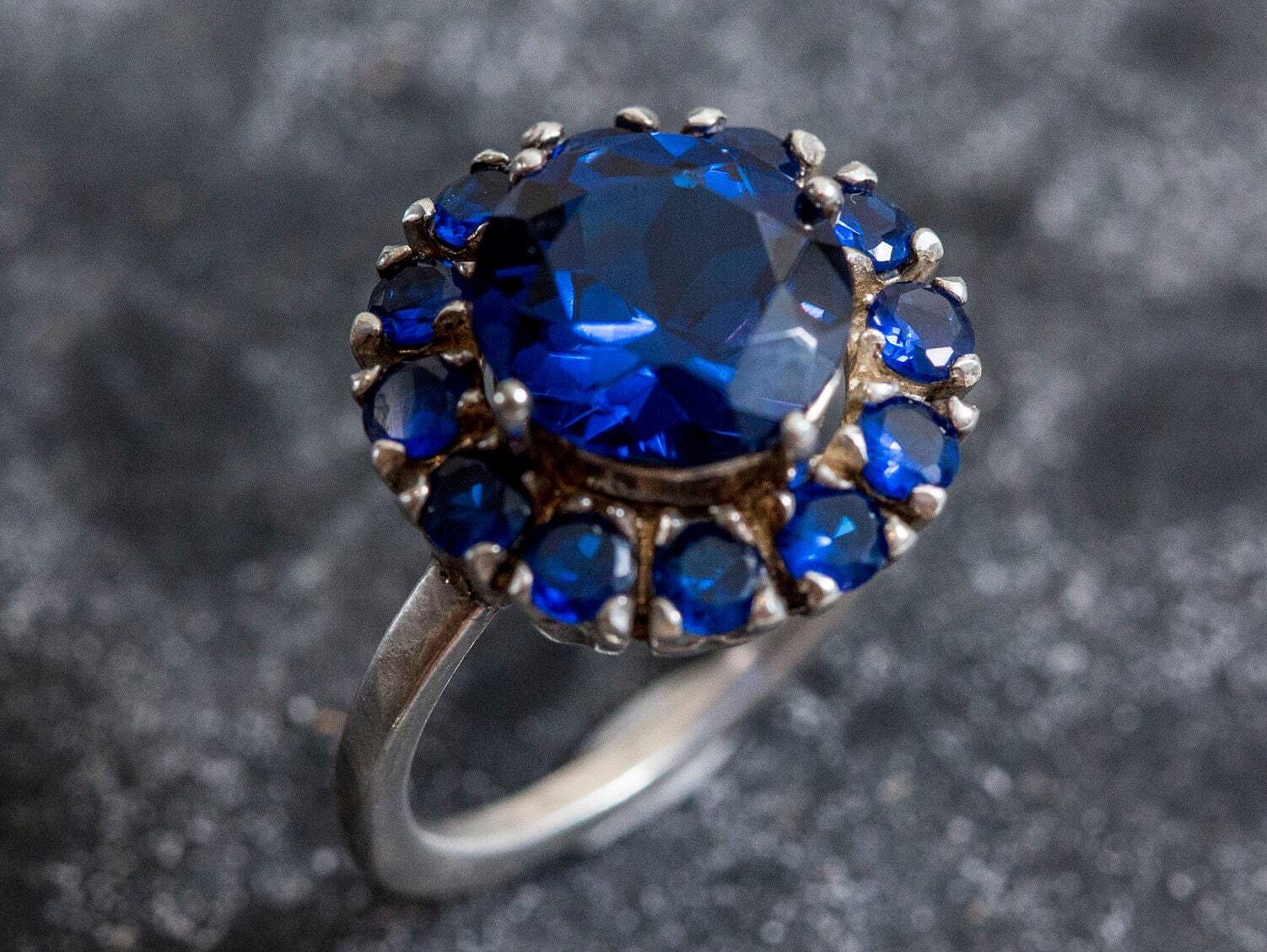 Created Sapphire Ring made in 925 Sterling Silver with Round Created Blue Sapphire in Prong setting, September Birthstone gift idea, symbolizes sincerity, truth, and faithfulness, ideal for everyday wear and perfect for birthday gifting and special occasions.