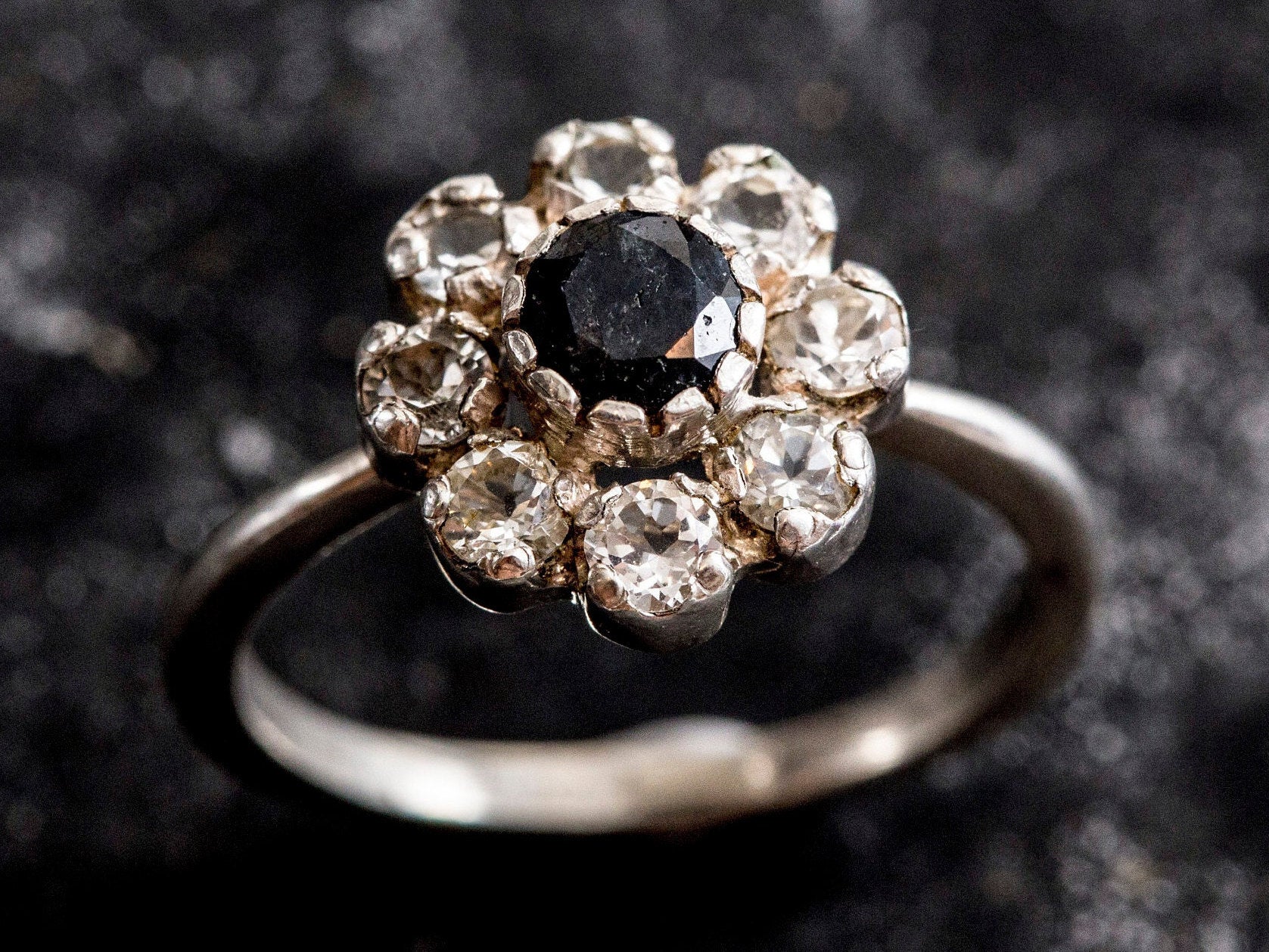 Natural Sapphire Ring made in 925 Sterling Silver with Round Natural Blue Sapphire in Cluster setting, September Birthstone gift idea, symbolizes sincerity, truth, and faithfulness, ideal for everyday wear and perfect for birthday gifting and special occasions.