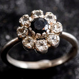 Natural Sapphire Ring made in 925 Sterling Silver with Round Natural Blue Sapphire in Cluster setting, September Birthstone gift idea, symbolizes sincerity, truth, and faithfulness, ideal for everyday wear and perfect for birthday gifting and special occasions.