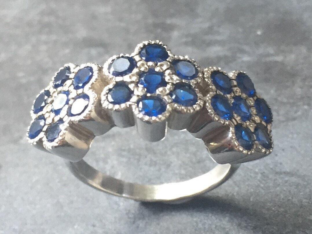 Elegant Created Sapphire Ring in 925 Sterling Silver, perfect for everyday wear and celebrating September birthdays.