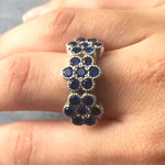 925 Sterling Silver Created Sapphire Ring with Cluster Setting, symbolizes sincerity and is an ideal gift for birthdays.
