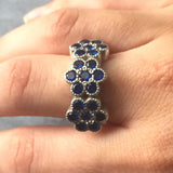 925 Sterling Silver Created Sapphire Ring with Cluster Setting, symbolizes sincerity and is an ideal gift for birthdays.