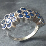 Created Sapphire Ring made in 925 Sterling Silver with Round Created Blue Sapphire in Cluster setting, September Birthstone gift idea, symbolizes sincerity, truth, and faithfulness, ideal for everyday wear and perfect for birthday gifting and special occasions.