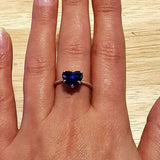 Sapphire Solitaire Ring in 925 Sterling Silver, September Birthstone, symbolizes sincerity and ideal for daily wear and gifts.