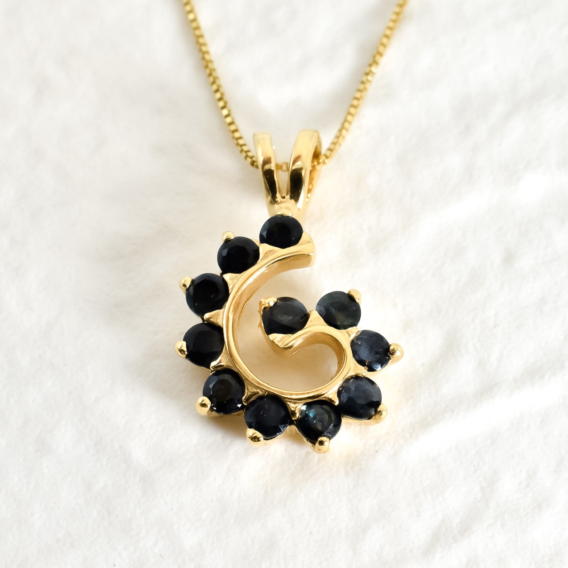 Natural Sapphire Pendant made in 18k Gold Vermeil with Round Natural Blue Sapphire in Prong setting, September Birthstone gift idea, symbolizes sincerity, truth, and faithfulness, ideal for everyday wear and perfect for birthday gifting and special occasions.