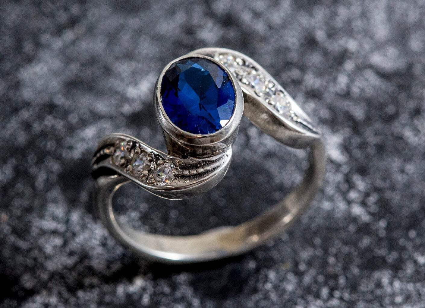 Elegant Created Sapphire Ring in 925 Sterling Silver, featuring a stunning blue sapphire, ideal for daily wear and gifts.
