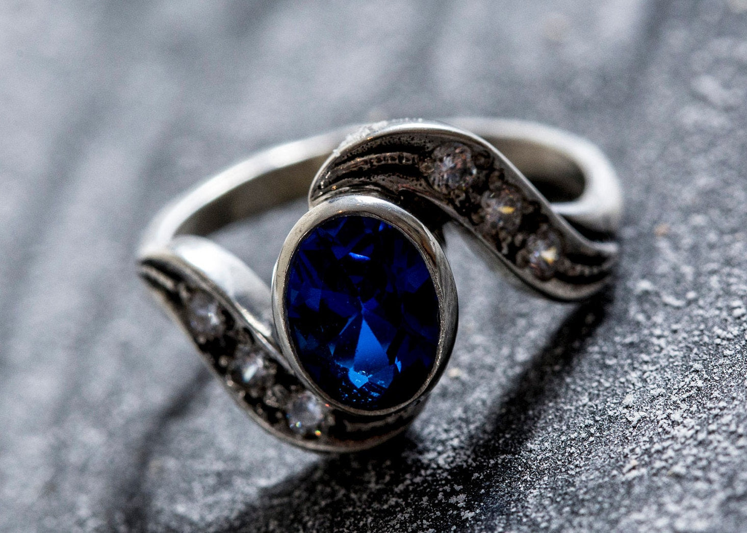 Created Sapphire Ring made in 925 Sterling Silver with Oval Created Blue Sapphire in Bezel setting, September Birthstone gift idea, symbolizes sincerity, truth, and faithfulness, ideal for everyday wear and perfect for birthday gifting and special occasions.