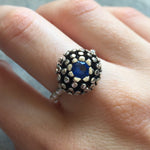 Elegant 925 Sterling Silver ring featuring a Round Created Blue Sapphire, perfect for birthdays and special moments.