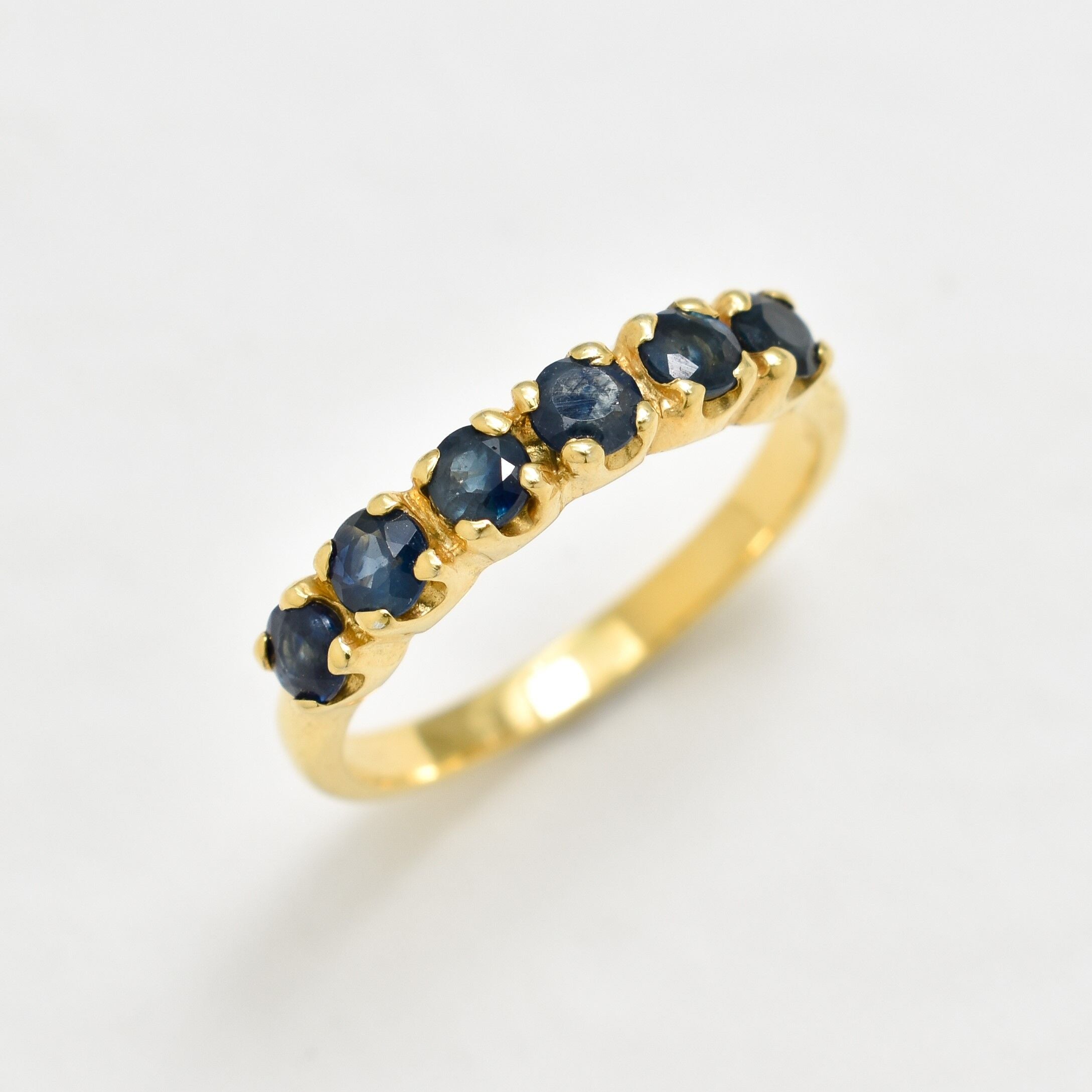 Natural Sapphire Ring made in 18k Gold Vermeil with Round Natural Blue Sapphire in Channel-Set setting, September Birthstone gift idea, symbolizes sincerity, truth, and faithfulness, ideal for everyday wear and perfect for birthday gifting and special occasions.