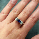 Elegant Created Sapphire Ring in 925 Sterling Silver, featuring a round blue sapphire, perfect for birthdays and special occasions.