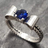 Created Sapphire Ring made in 925 Sterling Silver with Round Created Blue Sapphire in Prong setting, September Birthstone gift idea, symbolizes sincerity, truth, and faithfulness, ideal for everyday wear and perfect for birthday gifting and special occasions.