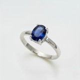 Created Sapphire Ring made in 925 Sterling Silver with Oval Created Blue Sapphire in Prong setting, September Birthstone gift idea, symbolizes sincerity, truth, and faithfulness, ideal for everyday wear and perfect for birthday gifting and special occasions.