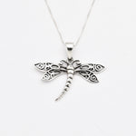 Silver Dragonfly Necklace, Insect Necklace, Vintage Dragonfly Pendant
