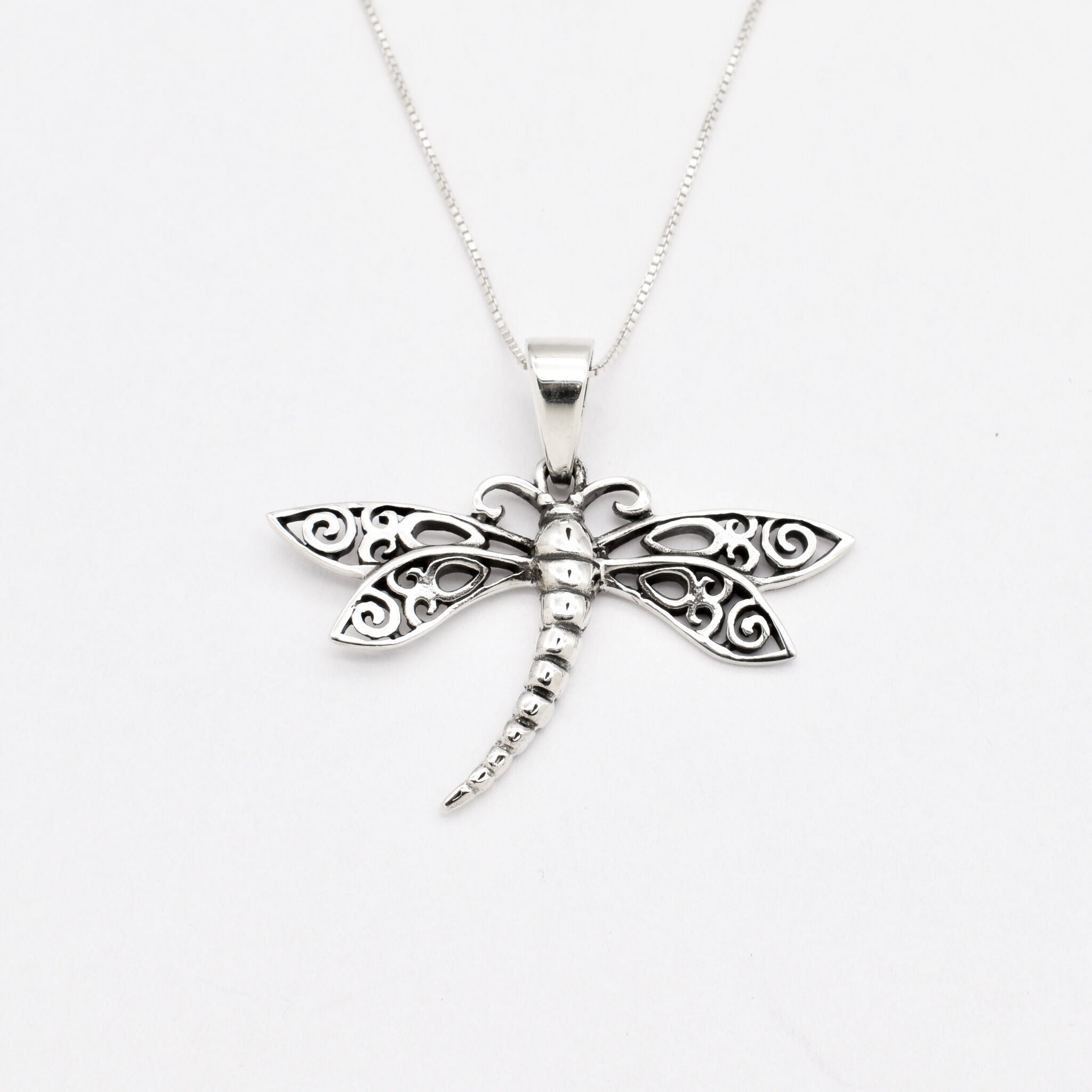 Silver Dragonfly Necklace, Insect Necklace, Vintage Dragonfly Pendant