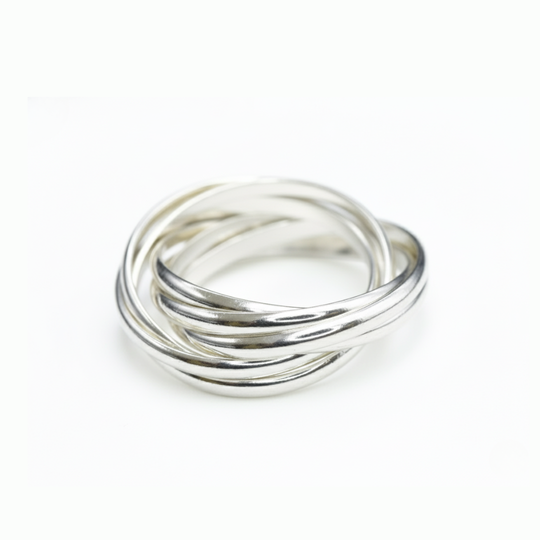 Silver Linked Ring - Silver Rolling Ring, 5 Strand Ring made in 925 Sterling Silver. Ideal for everyday wear and perfect for birthday gifting and special occasions.