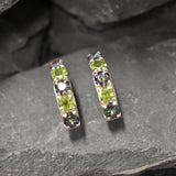 Sterling silver statement earrings with Natural Mystic Topaz and Peridot, perfect colorful gemstone accessory for birthdays, anniversaries, and summer parties