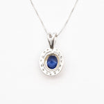 Oval Tanzanite Pendant, Vintage Blue Necklace, Silver Tanzanite Necklace Back View