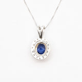 Oval Tanzanite Pendant, Vintage Blue Necklace, Silver Tanzanite Necklace Back View