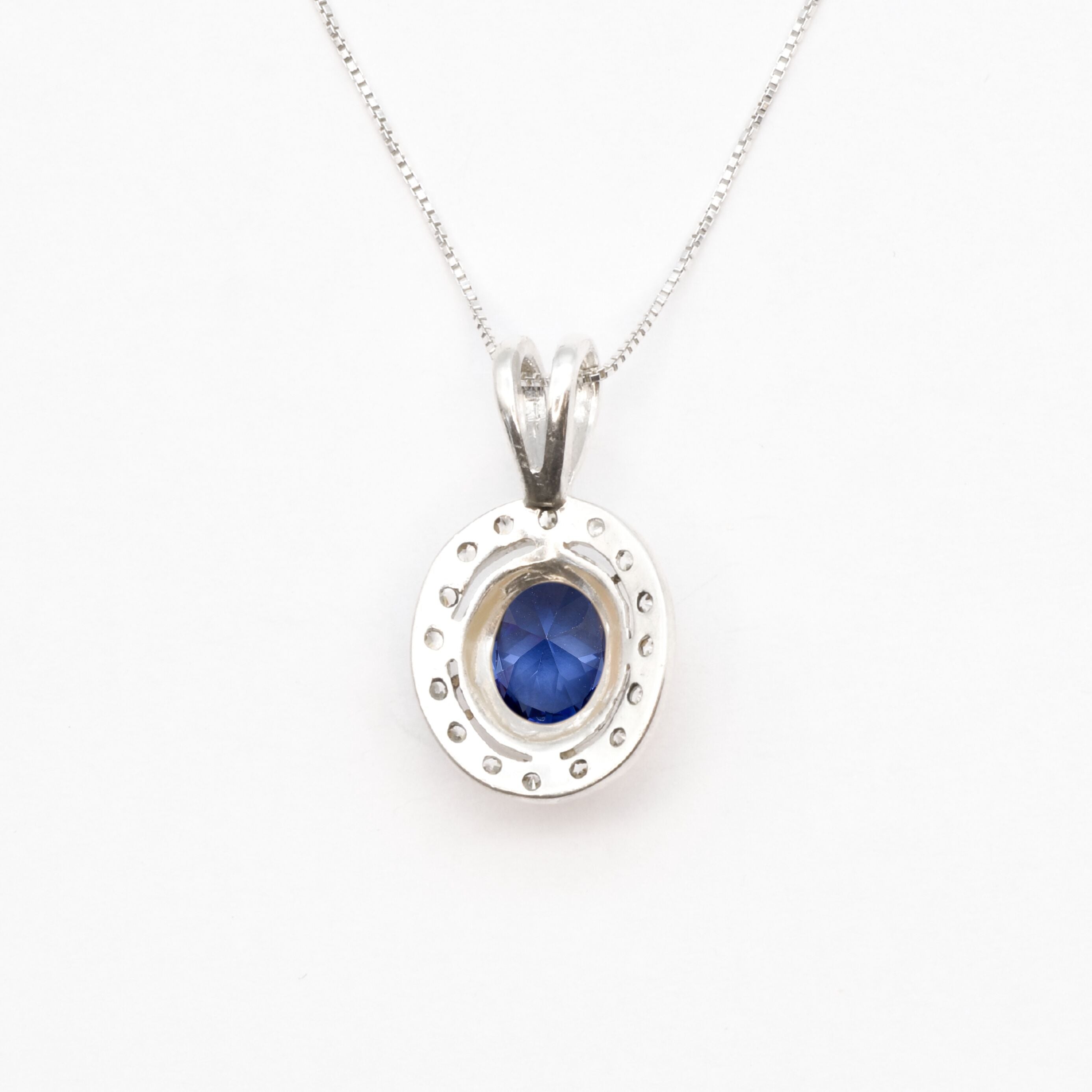 Oval Tanzanite Pendant, Vintage Blue Necklace, Silver Tanzanite Necklace Back View