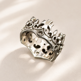 Sterling Silver Crown Ring, Gothic Royal Crown Band, Handmade Statement Jewellery