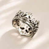 Sterling Silver Crown Ring, Gothic Royal Crown Band, Handmade Statement Jewellery
