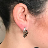 Smoky Topaz Earrings - Brown Diamond Earrings - Two Stone Earrings