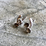 Smoky Topaz Earrings - Brown Diamond Earrings - Two Stone Earrings