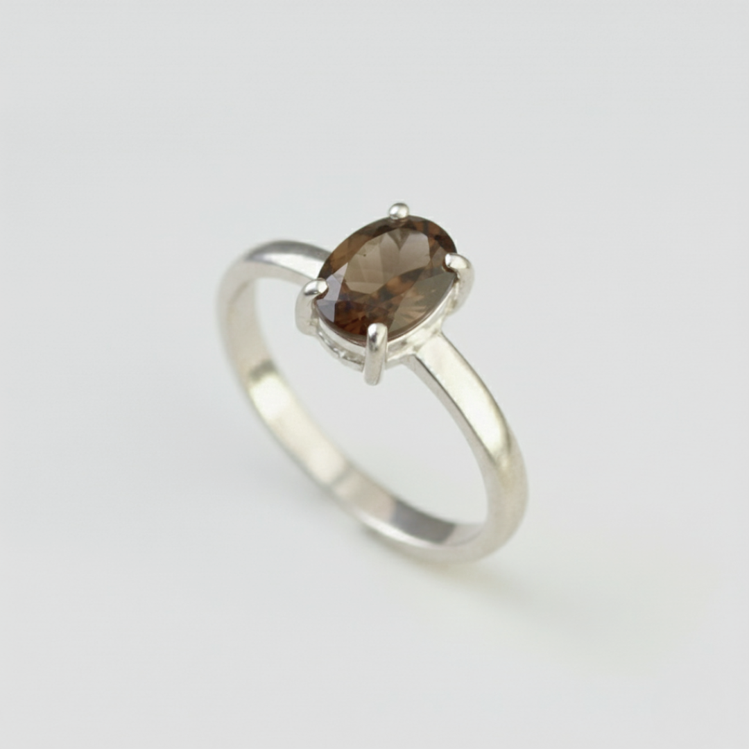 Smoky Topaz Ring - Brown Diamond Ring - Vintage Oval Ring made in 925 Sterling Silver. Ideal for everyday wear and perfect for birthday gifting and special occasions.