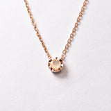 Real Solid Gold Necklace made in 14k Rose Gold with Round Fire Natural in setting, October Birthstone gift idea, symbolizes, ideal for everyday wear and perfect for birthday gifting and special occasions.