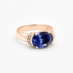 Solitaire Tanzanite Ring set in 18k Rose Gold Vermeil over Solid 925 Sterling Silver, Unisex ring with tribal band design
