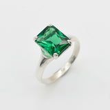 Created Emerald Ring made in 925 Sterling Silver with Emerald Created Green Emerald in Solitaire setting, May Birthstone gift idea, symbolizes, ideal for everyday wear and perfect for birthday gifting and special occasions.