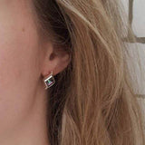 Sterling Silver Created Emerald Earrings with Bezel Setting, perfect for May birthdays and everyday elegance.