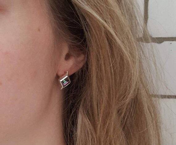 Sterling Silver Created Emerald Earrings with Bezel Setting, perfect for May birthdays and everyday elegance.