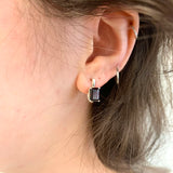 Square Garnet Earrings - Natural Garnet Earrings - Red Silver Earrings