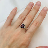 Square Garnet Ring - Natural Garnet Ring, Red Solitaire Ring