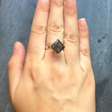 Square Smoky Topaz Ring - Natural Smoky Topaz Ring - Princess Cut Ring
