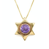 Star Pendant - Amethyst Statement Necklace - Large Star Necklace