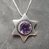Star Pendant - Amethyst Statement Necklace - Large Star Necklace