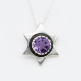 Star Pendant - Amethyst Statement Necklace - Large Star Necklace