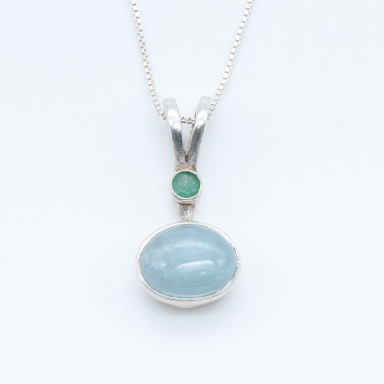Natural Aquamarine Pendant made in 925 Sterling Silver with Oval Natural Blue Aquamarine in Bezel setting, March Birthstone gift idea, symbolizes courage & good luck, ideal for everyday wear and perfect for birthday gifting and special occasions.