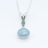 Natural Aquamarine Pendant made in 925 Sterling Silver with Oval Natural Blue Aquamarine in Bezel setting, March Birthstone gift idea, symbolizes courage & good luck, ideal for everyday wear and perfect for birthday gifting and special occasions.