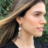 Statement Dangling Earrings - Long Moonstone Earrings - Multistone Earrings