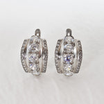 Statement Earrings set with created diamonds, in Solid 925 Sterling Silver