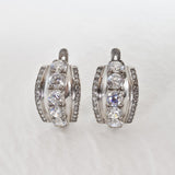 Statement Earrings set with created diamonds, in Solid 925 Sterling Silver