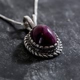Stylish 925 Sterling Silver Pendant with Bezel-set Natural Red Ruby, a meaningful gift for July birthdays and celebrations.